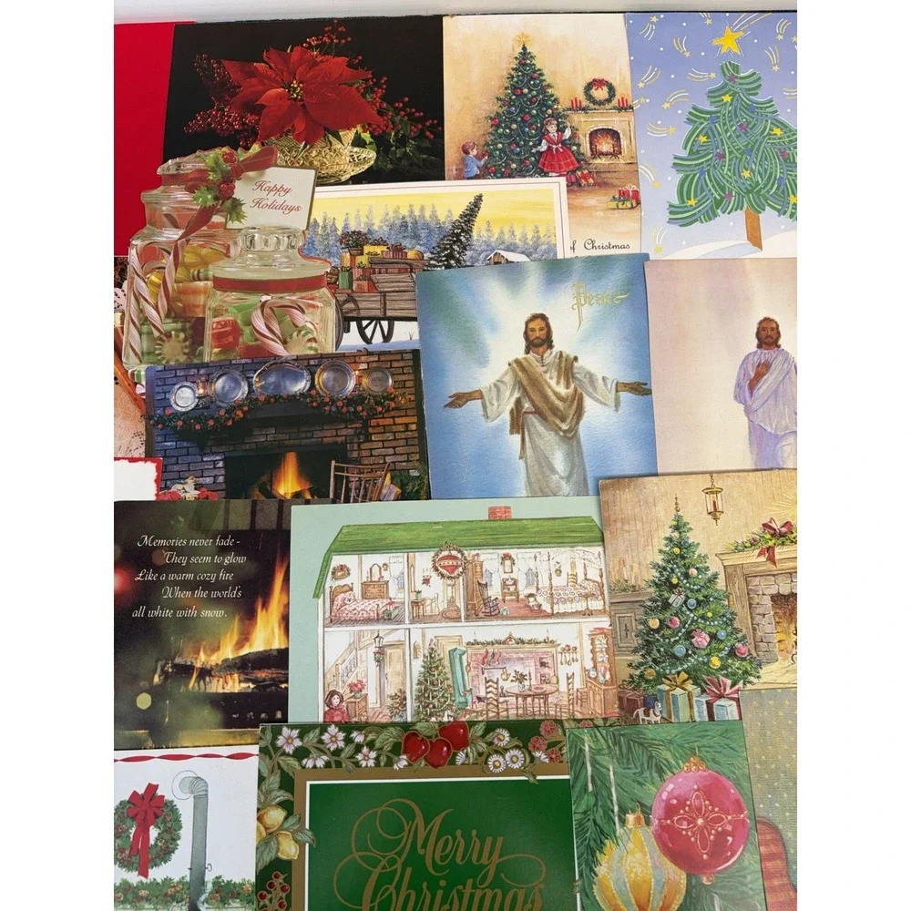 Vintage Christmas Cards Fronts ONLY Traditional Scrapbooking Decoupage Lot 50+